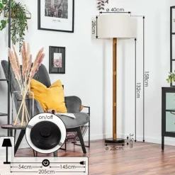 Lampes En Tissu-hofstein Bassagoda Lampadaire Brun, Écru, Noir, 1 lumière