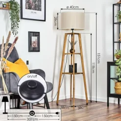 Lampes En Tissu-hofstein Bassagoda Lampadaire Écru, 1 lumière