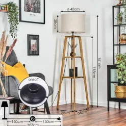 Lampes En Tissu-hofstein Bassagoda Lampadaire Écru, 1 lumière