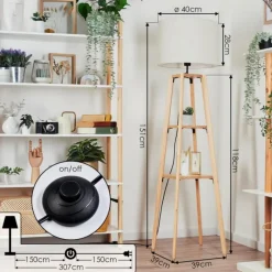 Lampes En Tissu-hofstein Bassagoda Lampadaire Écru, 1 lumière