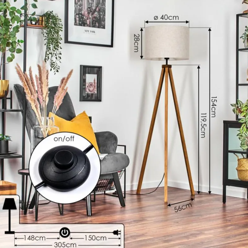 Lampes En Tissu-hofstein Bassagoda Lampadaire Écru, 1 lumière