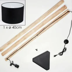 Lampes En Tissu-hofstein Bassagoda Lampadaire Écru, Noir, 1 lumière