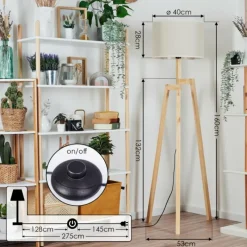 Lampes En Tissu-hofstein Bassagoda Lampadaire Écru, 1 lumière