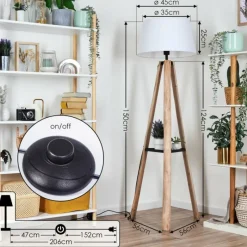 Lampes En Tissu-hofstein Bassagoda Lampadaire Écru, Noir, 1 lumière