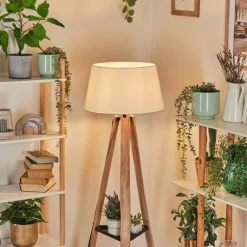 Lampes En Tissu-hofstein Bassagoda Lampadaire Écru, Noir, 1 lumière