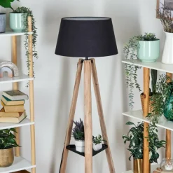 Lampes En Tissu-hofstein Bassagoda Lampadaire Écru, Noir, 1 lumière