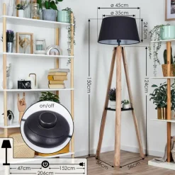 Lampes En Tissu-hofstein Bassagoda Lampadaire Écru, Noir, 1 lumière