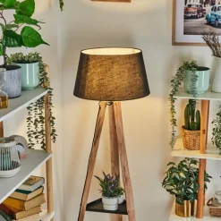 Lampes En Tissu-hofstein Bassagoda Lampadaire Écru, Noir, 1 lumière