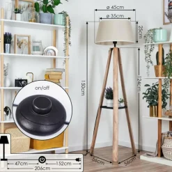 Lampes En Tissu-hofstein Bassagoda Lampadaire Écru, Noir, 1 lumière