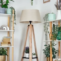 Lampes En Tissu-hofstein Bassagoda Lampadaire Écru, Noir, 1 lumière