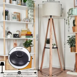 Lampes En Tissu-hofstein Bassagoda Lampadaire Écru, Noir, 1 lumière