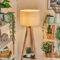 Lampes En Tissu-hofstein Bassagoda Lampadaire Écru, Noir, 1 lumière