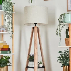 Lampes En Tissu-hofstein Bassagoda Lampadaire Écru, Noir, 1 lumière