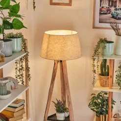 Lampes En Tissu-hofstein Bassagoda Lampadaire Écru, Noir, 1 lumière