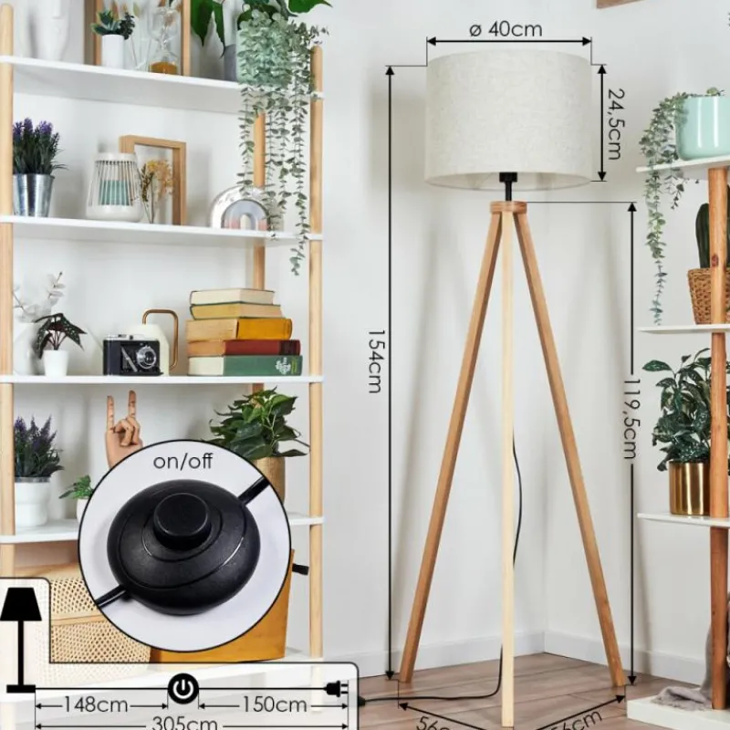 Lampes En Tissu-hofstein Bassagoda Lampadaire Écru, 1 lumière