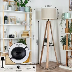 Lampes En Tissu-hofstein Bassagoda Lampadaire Écru, Noir, 1 lumière