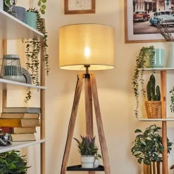 Lampes En Tissu-hofstein Bassagoda Lampadaire Écru, Noir, 1 lumière