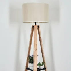 Lampes En Tissu-hofstein Bassagoda Lampadaire Écru, Noir, 1 lumière