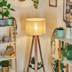 Lampes En Tissu-hofstein Bassagoda Lampadaire Écru, Noir, 1 lumière