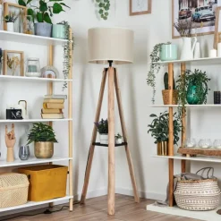 Lampes En Tissu-hofstein Bassagoda Lampadaire Écru, Noir, 1 lumière