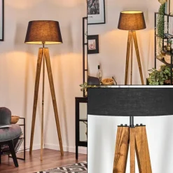 Lampes En Tissu-hofstein Bassagoda Lampadaire Écru, Noir, 1 lumière