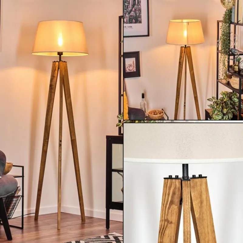 Lampes En Tissu-hofstein Bassagoda Lampadaire Écru, Noir, 1 lumière