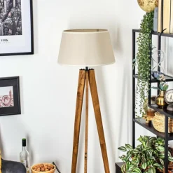 Lampes En Tissu-hofstein Bassagoda Lampadaire Écru, Noir, 1 lumière