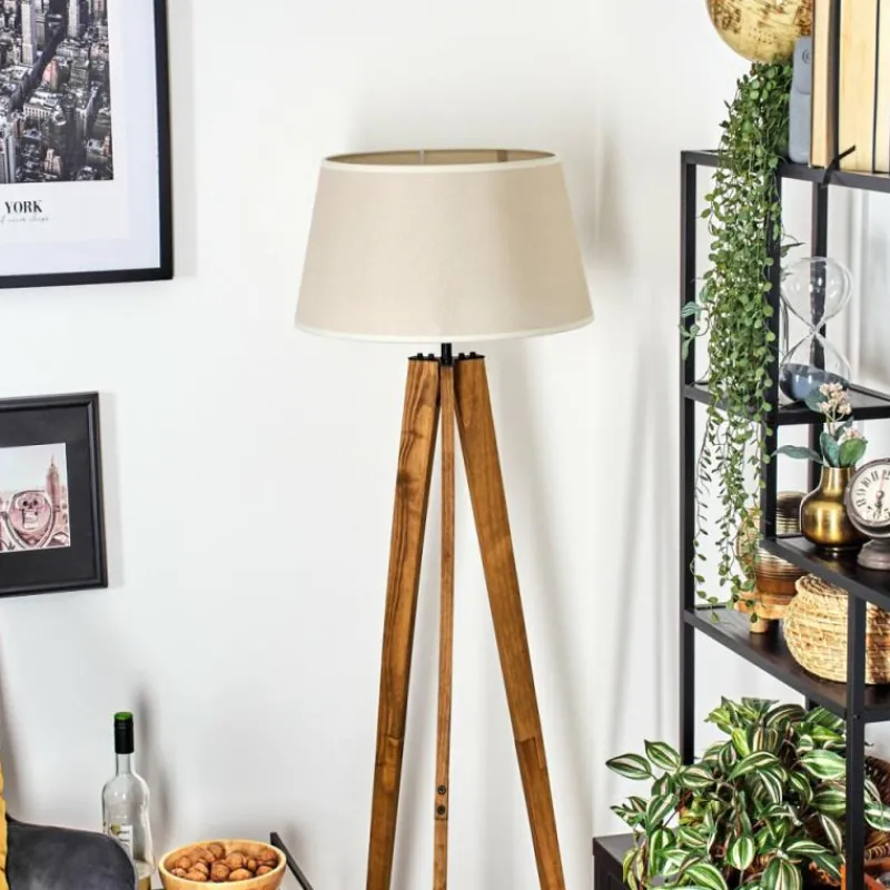 Lampes En Tissu-hofstein Bassagoda Lampadaire Écru, Noir, 1 lumière