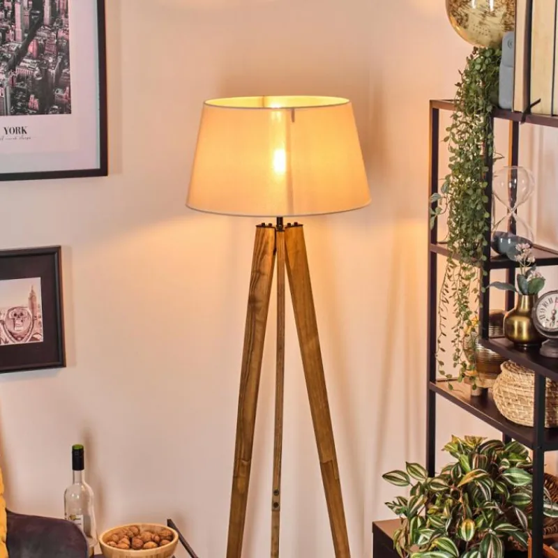 Lampes En Tissu-hofstein Bassagoda Lampadaire Écru, Noir, 1 lumière