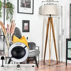 Lampes En Tissu-hofstein Bassagoda Lampadaire Écru, Noir, 1 lumière