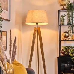 Lampes En Tissu-hofstein Bassagoda Lampadaire Écru, Noir, 1 lumière