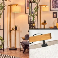 Lampes En Tissu-hofstein Bassagoda Lampadaire Écru, Noir, 1 lumière