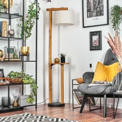 Lampes En Tissu-hofstein Bassagoda Lampadaire Écru, Noir, 1 lumière