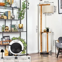 Lampes En Tissu-hofstein Bassagoda Lampadaire Écru, Noir, 1 lumière