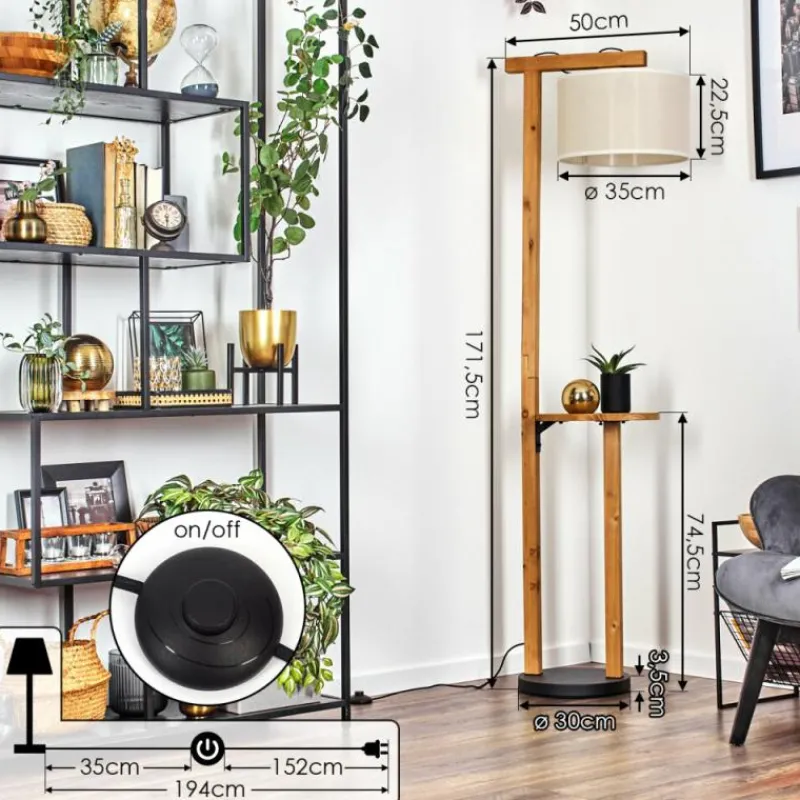 Lampes En Tissu-hofstein Bassagoda Lampadaire Écru, Noir, 1 lumière