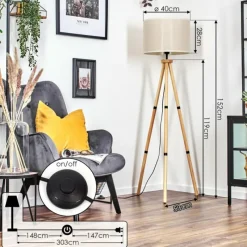 Lampes En Tissu-hofstein Bassagoda Lampadaire Écru, 1 lumière