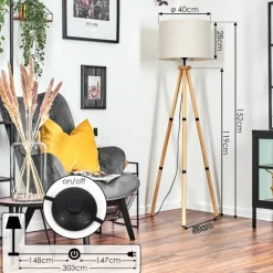 Lampes En Tissu-hofstein Bassagoda Lampadaire Écru, 1 lumière