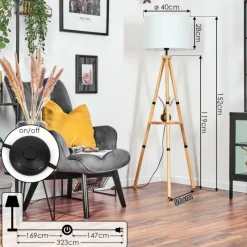 Lampes En Tissu-hofstein Bassagoda Lampadaire Écru, 1 lumière