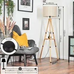 Lampes En Tissu-hofstein Bassagoda Lampadaire Écru, 1 lumière