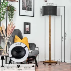 Lampes En Tissu-hofstein Bassagoda Lampadaire Écru, Noir, 1 lumière