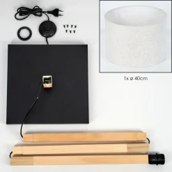 Lampes En Tissu-hofstein Bassagoda Lampadaire Écru, Noir, 1 lumière