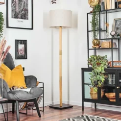 Lampes En Tissu-hofstein Bassagoda Lampadaire Écru, Noir, 1 lumière