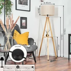 Lampes En Tissu-hofstein Bassagoda Lampadaire Écru, 1 lumière