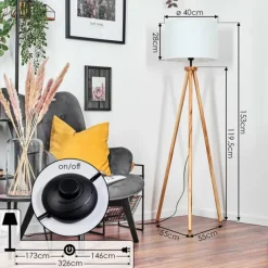 Lampes En Tissu-hofstein Bassagoda Lampadaire Écru, Noir, 1 lumière