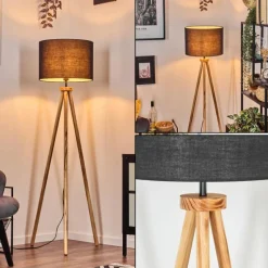 Lampes En Tissu-hofstein Bassagoda Lampadaire Écru, Noir, 1 lumière