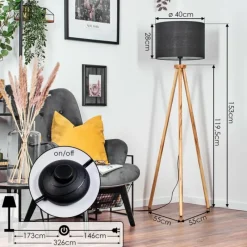 Lampes En Tissu-hofstein Bassagoda Lampadaire Écru, Noir, 1 lumière