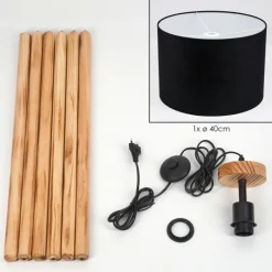 Lampes En Tissu-hofstein Bassagoda Lampadaire Écru, Noir, 1 lumière