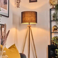 Lampes En Tissu-hofstein Bassagoda Lampadaire Écru, Noir, 1 lumière