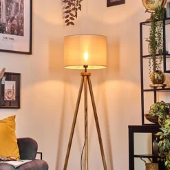 Lampes En Tissu-hofstein Bassagoda Lampadaire Écru, Noir, 1 lumière