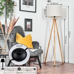 Lampes En Tissu-hofstein Bassagoda Lampadaire Écru, Noir, 1 lumière